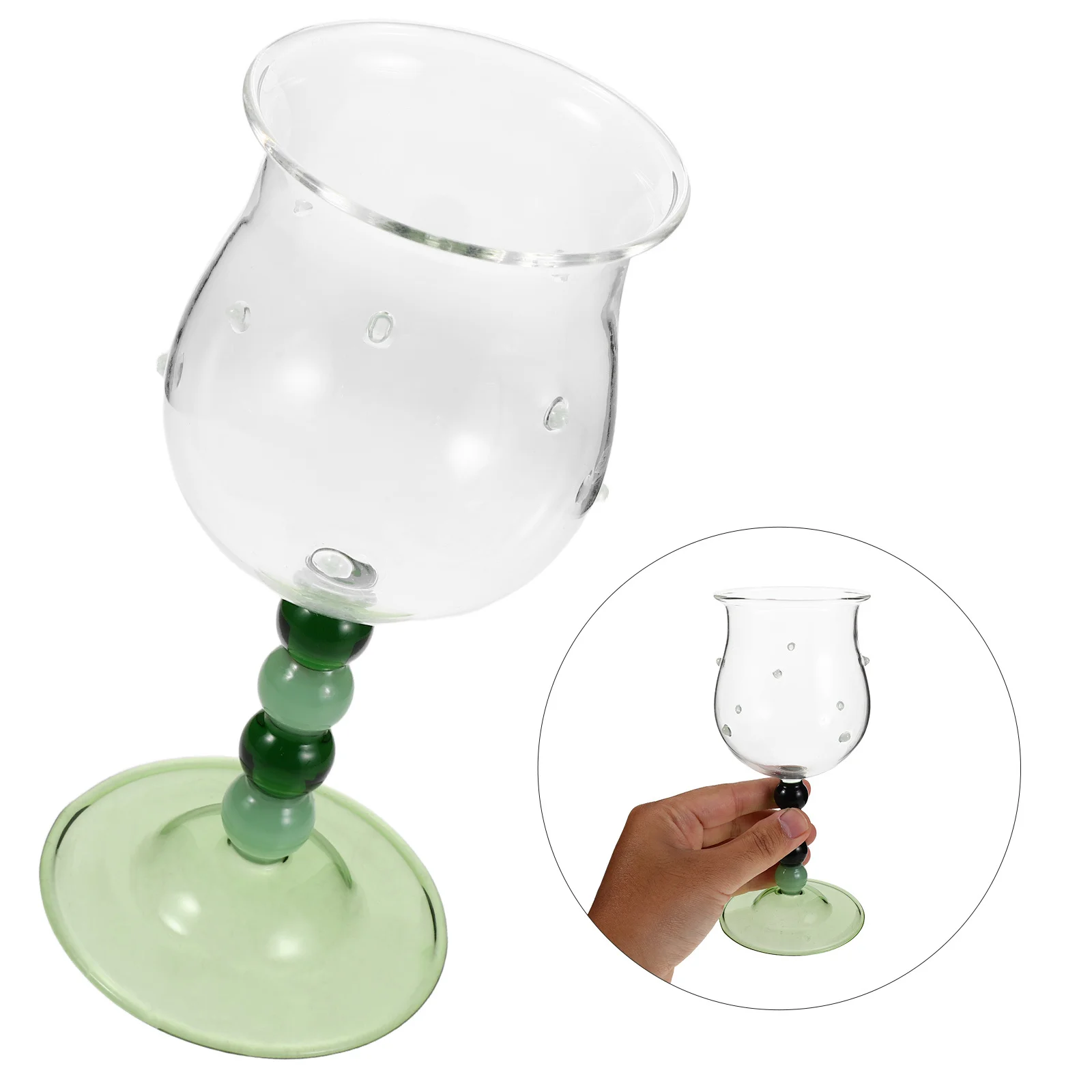 

Vintage Beaded Green Wine Glasses Goblet Glass Cup Christmas Wedding Party Holiday Stemmed Wine Glass Beaded Glasses Drinking