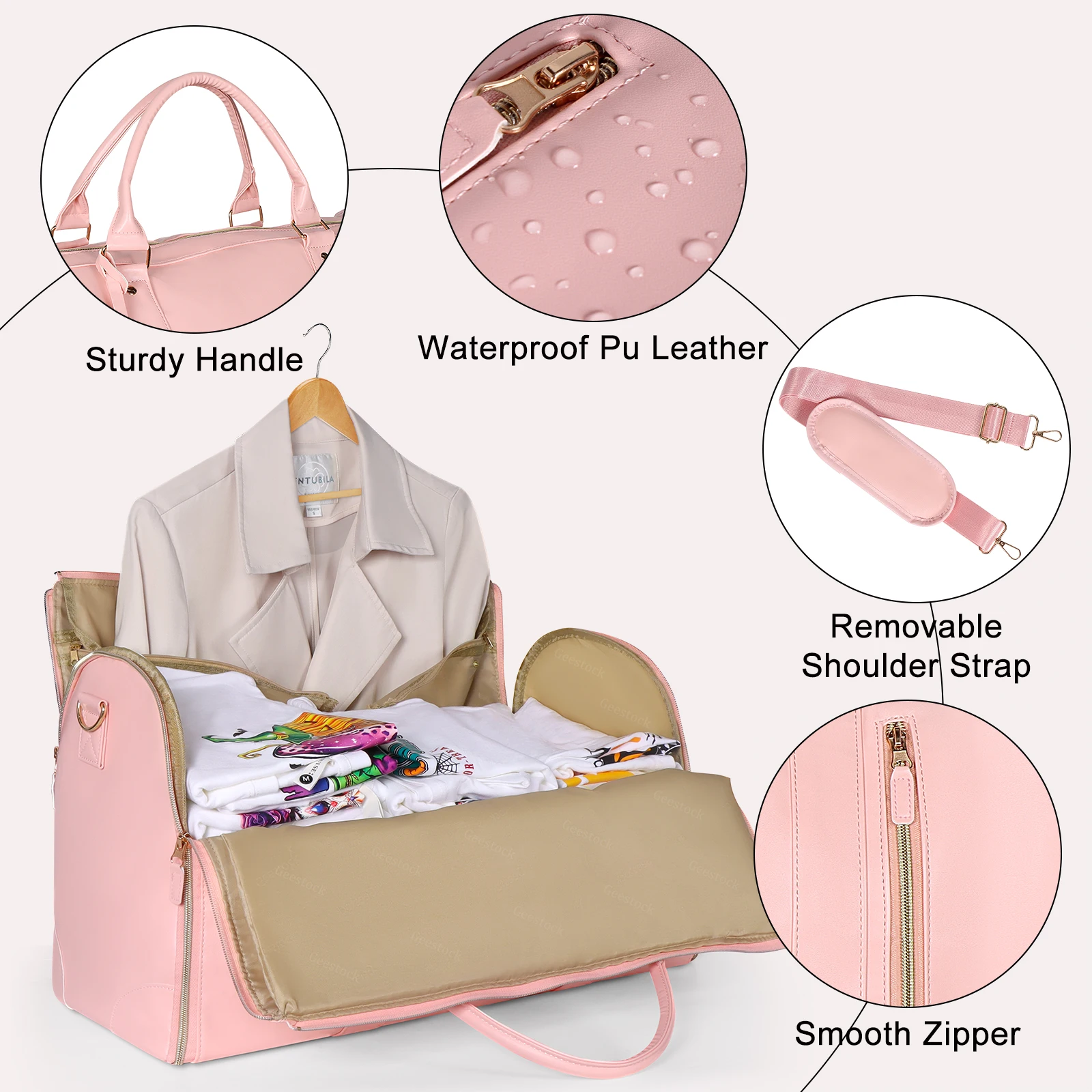 Bolsa de viagem dobrável personalizada de grande capacidade, couro pu, à prova d'água, resistente a manchas, bolsa de armazenamento para roupas ao ar livre