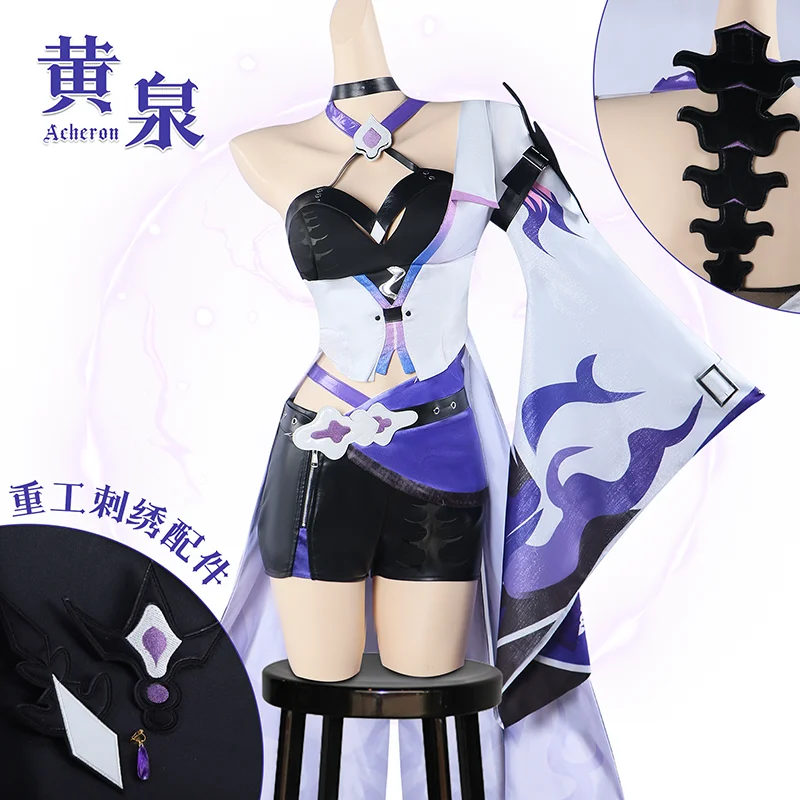 Acheron Cosplay Costume Game Honkai Star Rail Huang Quan Cosplay Dress Outfits Wig Halloween Event RolePlay Suit Party Prop