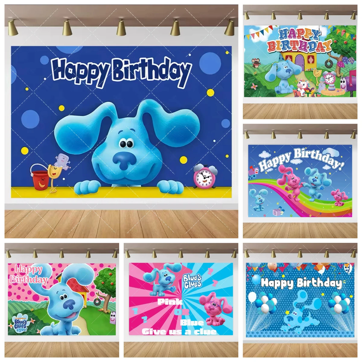 

Cartoon Theme Blue Clue Dog Theme Birthday Party Decoration Background Banner Blue Dog Early Childhood Education Party Gift