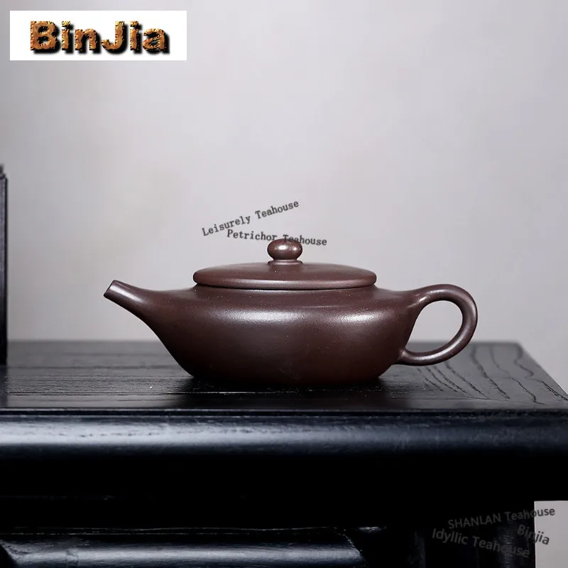 

170 мл Изысканные фиолетовые глиняные чайники Исин, горшок ручной работы, чайник из необработанной руды, фиолетовая грязь, китайский чайный сервиз Цзыша, коллекция принадлежностей