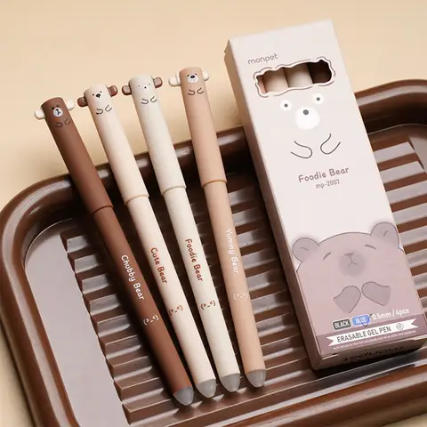 15 개/대 곰 지울 수있는 젤 펜 0.5mm 블루 블랙 빨 수있는 핸들 매직 리필 막대 학교 사무실 카와이 편지지