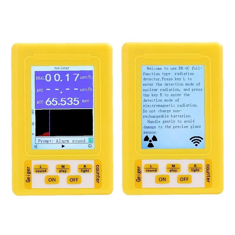 Imagem -05 - Handheld Tester Controlador Nuclear Segurança Alimentar Detector de Radiação Eletromagnética Contador Geiger em Br-9c