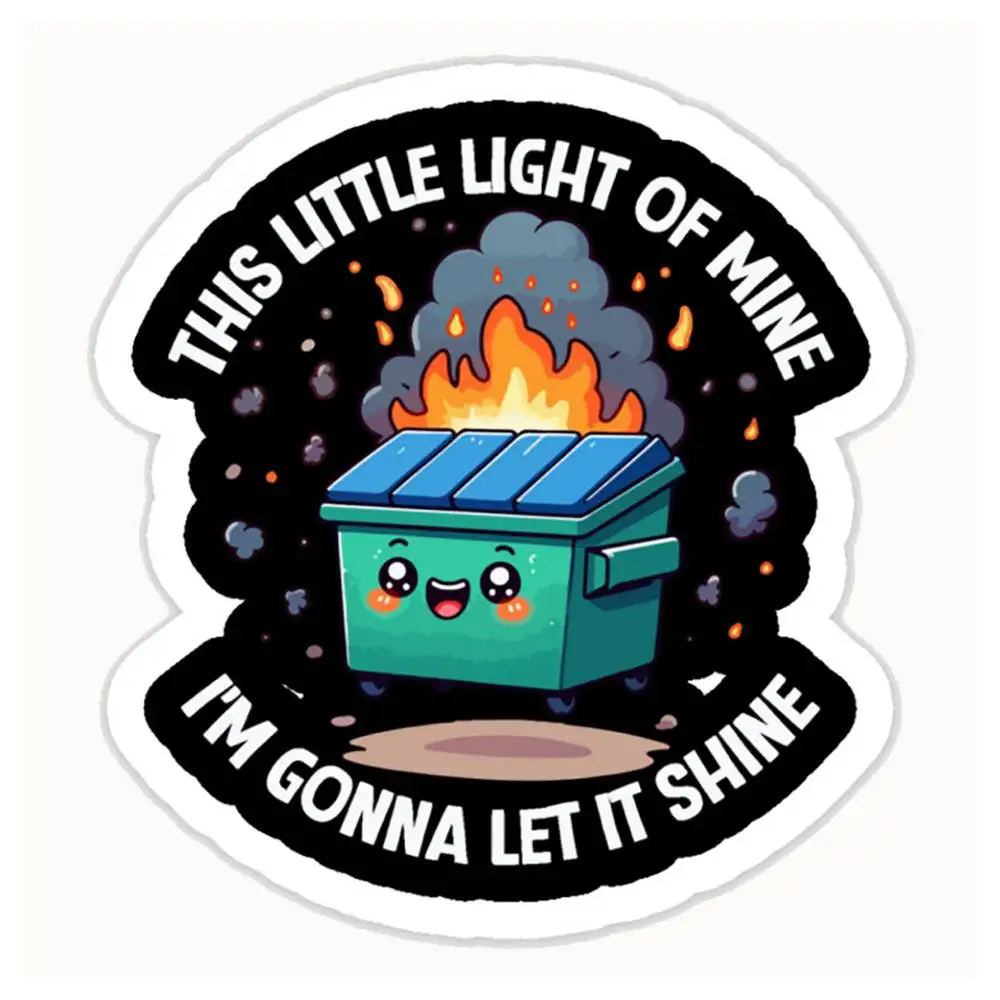 Funny Dumpster Fire Anxiety Humor Mental Health Waterproof Stickers For Decorating Car Windows Motorcycles And Computers.