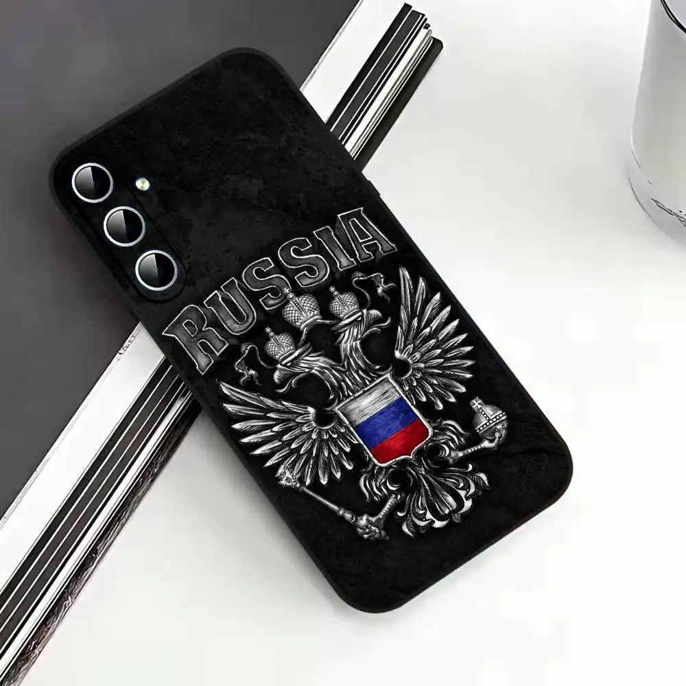 Russia Flag N-National Emblem Phone Case Black Silicone Soft For Samsung Galaxy A73,A72,A71,A70,A53,A52,A51