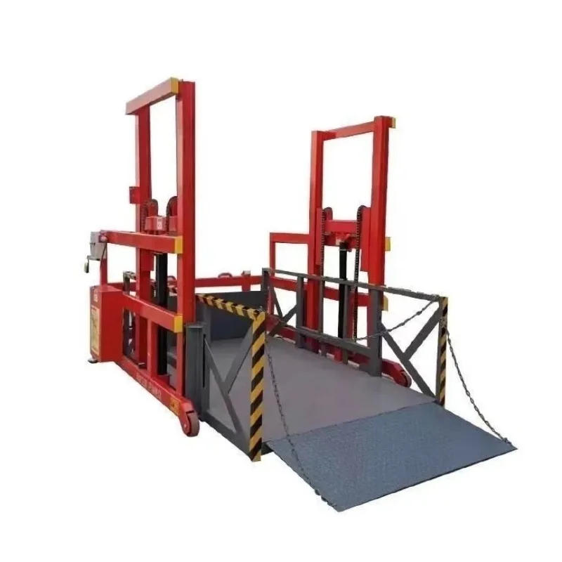 Plataforma de descarga de muelle de construcción de plataforma de acero de ascensor de carga y descarga móvil eléctrica portátil de 2 toneladas