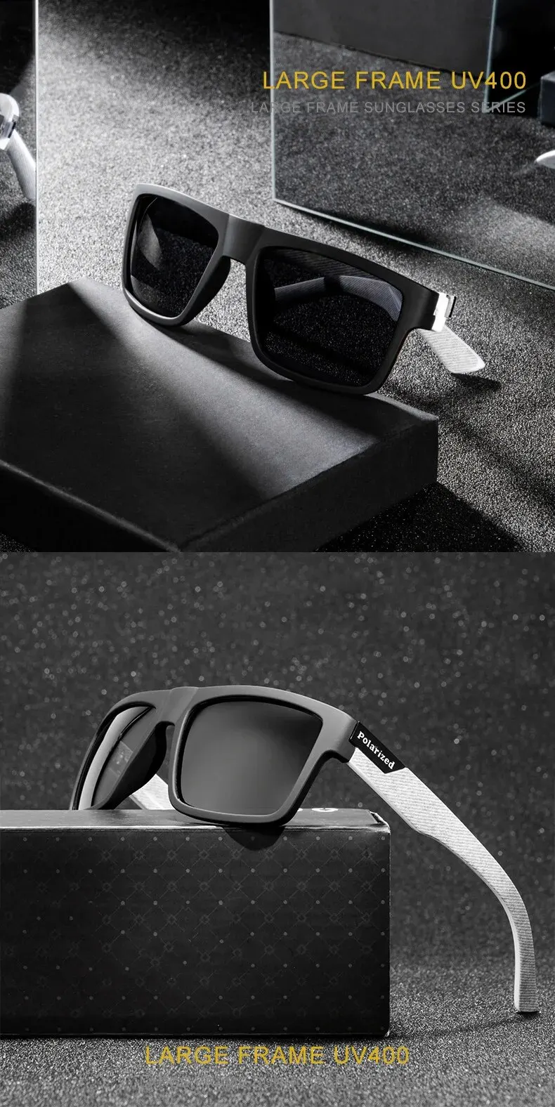 Luxus Polarisierte Sonnenbrille Fashion Square Männliche Sonnenbrille Vintage Fahren Angeln Brillen Sport Shades UV – Detail 1