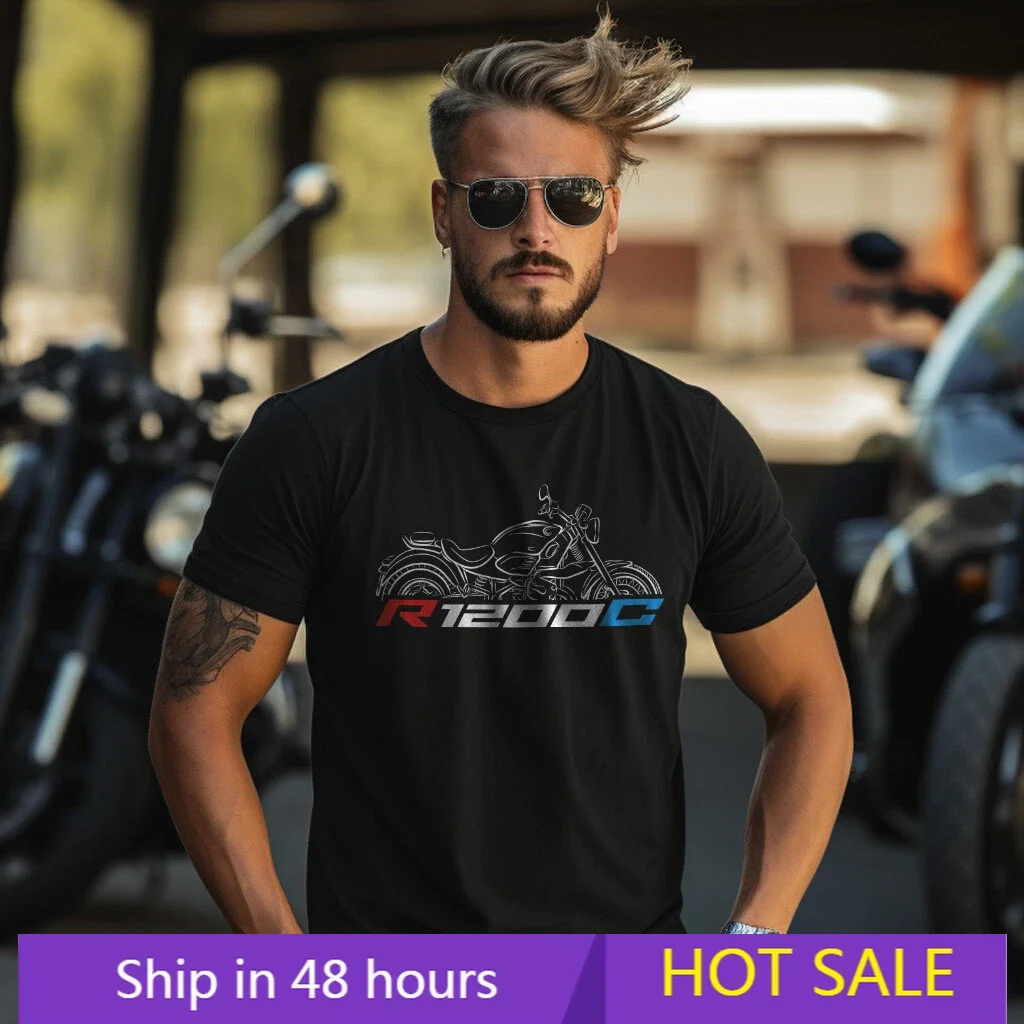 

Motorcycle T-shirts B./M.WS R1200C fans Biker Tee Graphic Summer Short Sleeves Oversized Breathable 100% Cotton Cool Tee