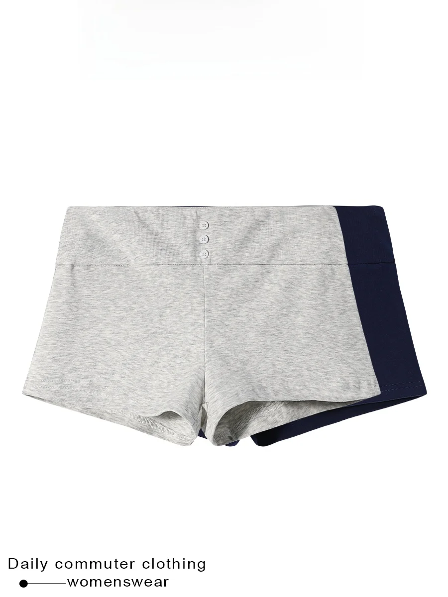 Coshehkg American Style Hot Girl Pure Color Three Button Casual Shorts Women's High Waist Slimming Summer New Arrival Shorts