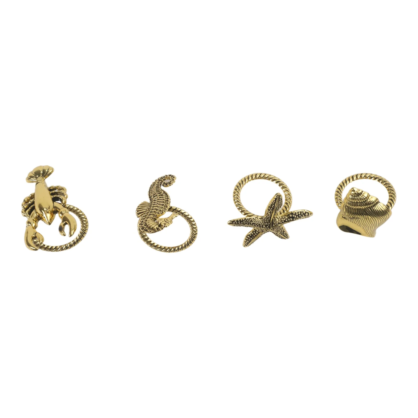 Coastal Themed Silver Metal Napkin Rings Set of 4 with Lobster Design for Dining Table Decoration Napkin Holders