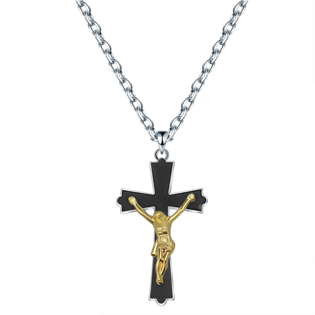 درجة الحرارة تغيير لون قلادة المزاج الصليب قلادة قلادة دينية للجنسين الكنيسة مجوهرات هدية سلسلة الفولاذ المقاوم للصدأ #6