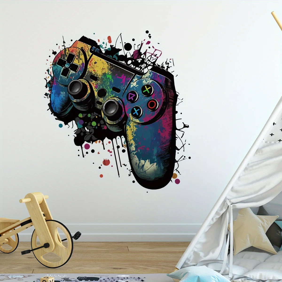 Watercolor Colorful Game Mechanical Wall Stickers for Children Room Kid Boy Home Decor Wall Decal Bedroom Living Room Decoration