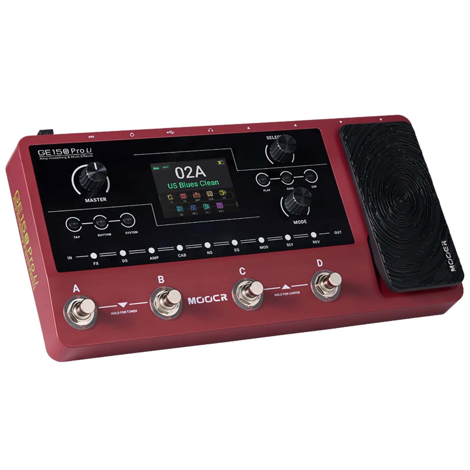 MOOER Multi Effects Guitar Pedal GE150 Pro/Pro Li Guitar Amp Modelling Built-in 9 hrs Battery 4 Footswitches IR Loader Parts