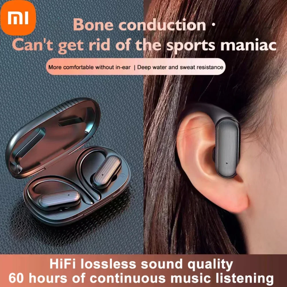 Xiaomi A520 TWS earphone Bluetooth 5.3, Headphone olahraga tanpa kabel kontrol HiFi Stereo tahan air EarHook Headset dengan mikrofon