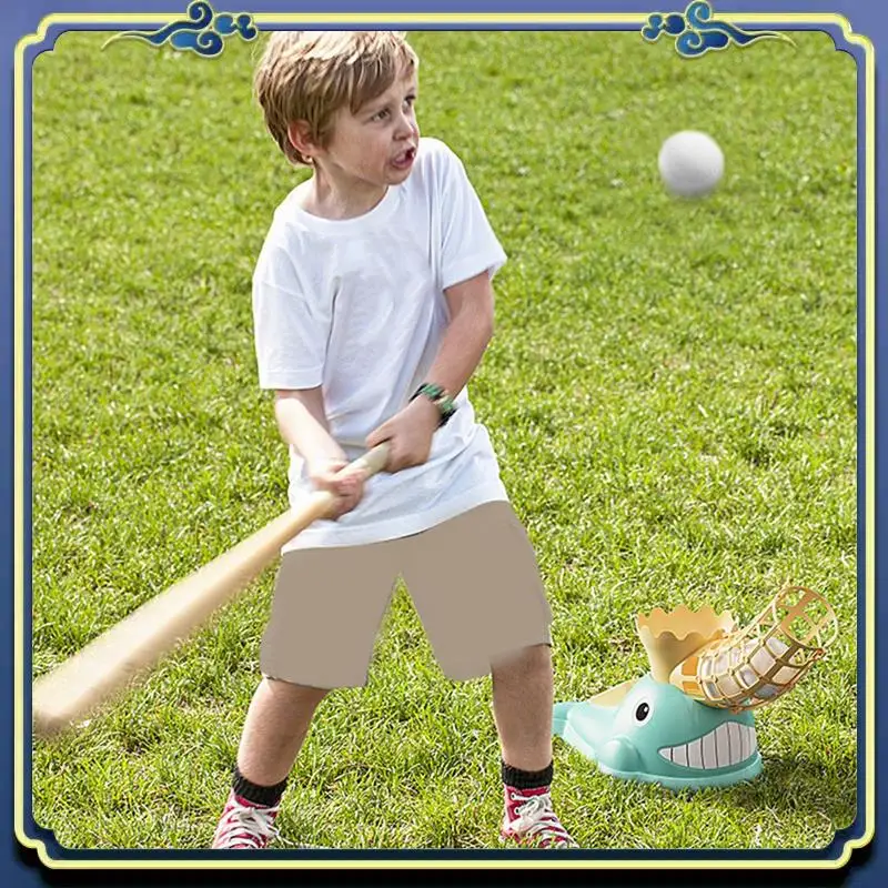 ABTJ-เครื่องขว้างเบสบอลของเล่นสําหรับเด็กที่มีค้างคาวและลูกเบสบอล 3 ลูกสําหรับของขวัญวันเกิด