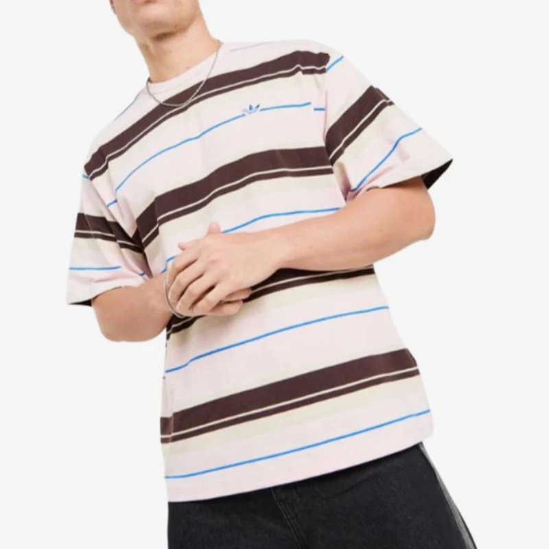 adidas-genuine-clover-new-men's-beige-brown-street-short-sleeved-t-shirt-kx1269