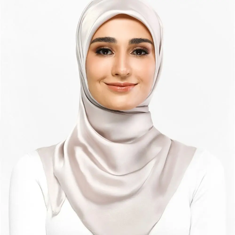 115*115cm Cabeça Sólida Cachecol Quadrado De Seda Cetim Bandana Cheveux Lenço Hijab Acessórios para Mulher Cachecol de Cabelo Muçulmano Turbante