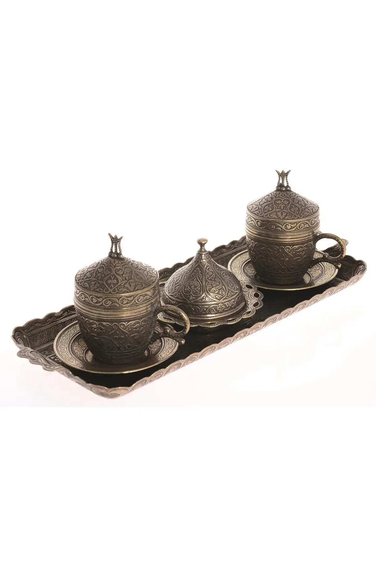 Set of double nescafe set. Cup set. acar dual cup set. Ottoman motif. Cooper Luxury Cups