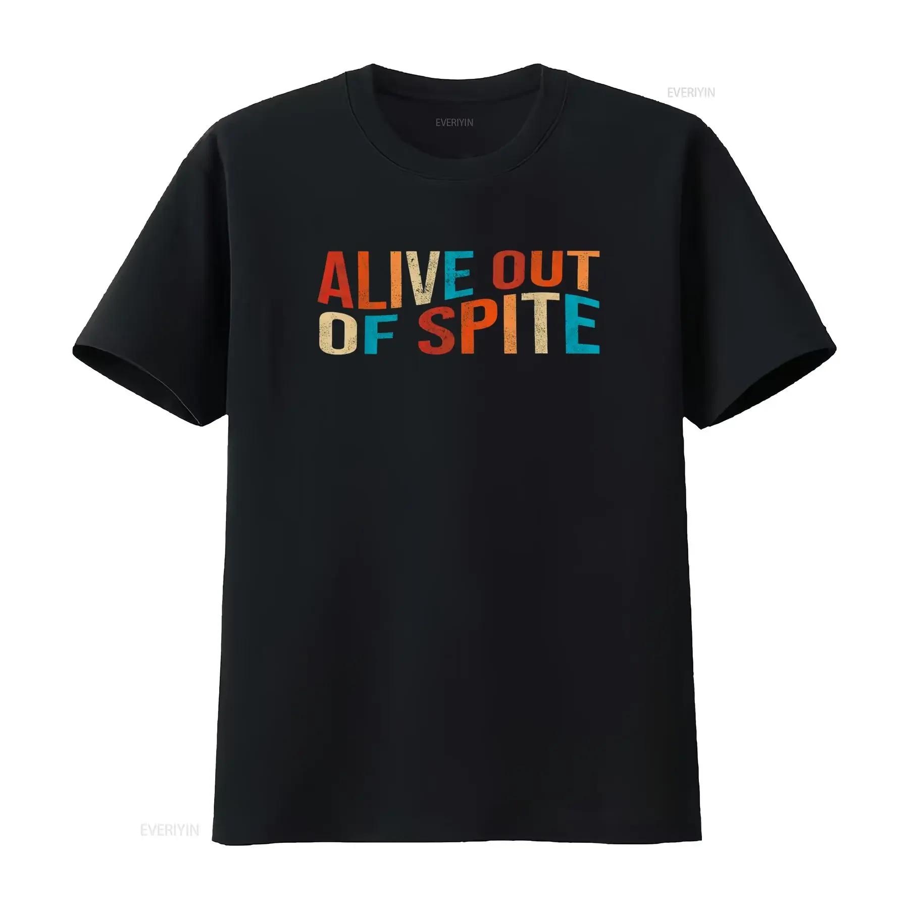 Alive Out Of Spite T Shirt vintage Washed Slightly Top For Everyday Wear Casual Soft graphic Stretched streetwear homme Stylish