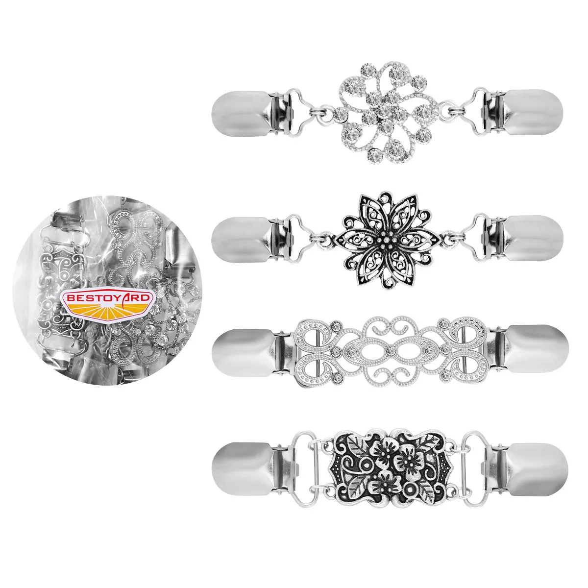 4Pcs Superior Material Sweater Clip Set Women Cardigan Clip Sweater Chain Blouse Shawl Jacket Pin Delicate Yet Firm Hold
