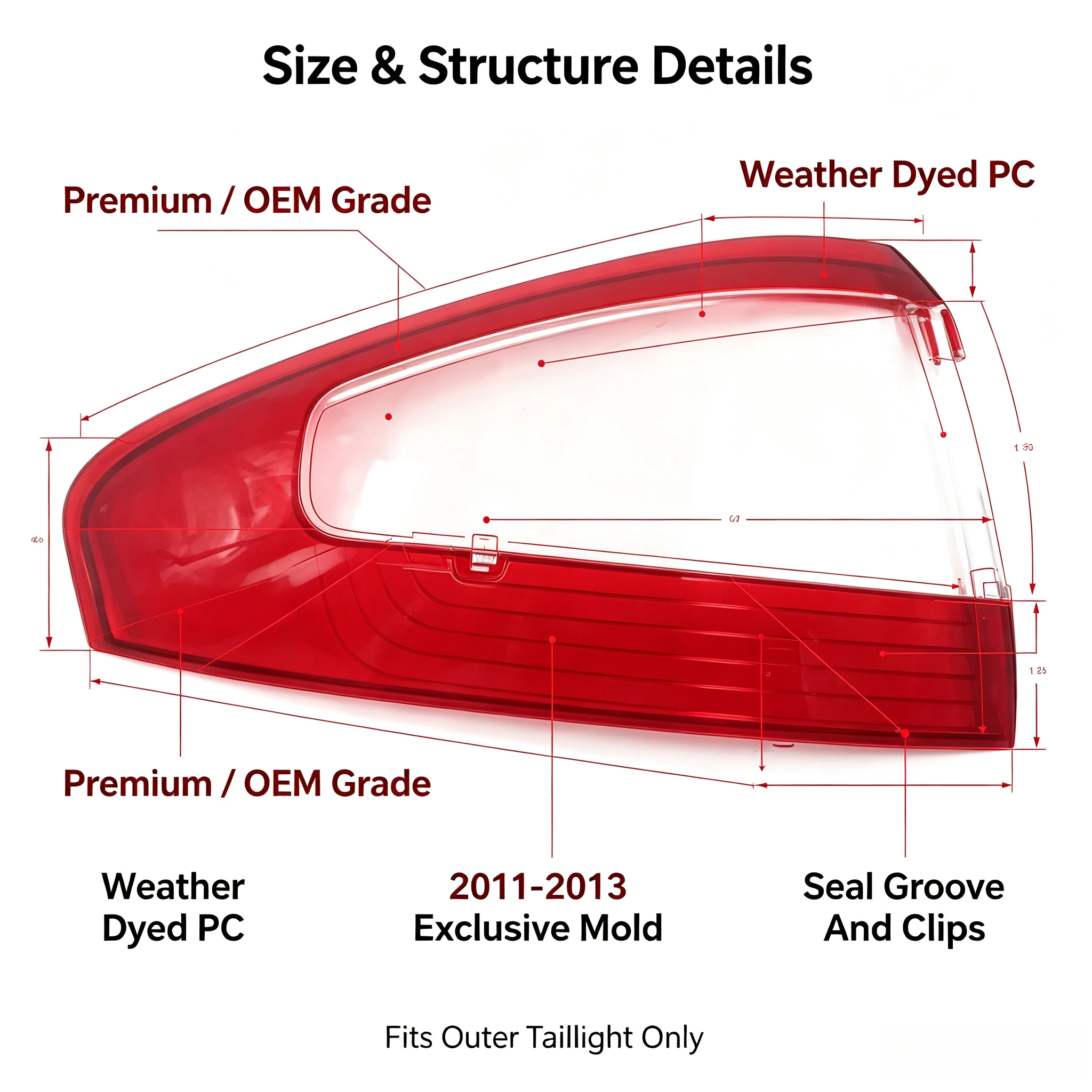Moggic Rear Taillight Lens Cover Compatible With Mondeo Mk4 2011 2012 2013 Titanium Left Right Side Replacement Lamp Glass