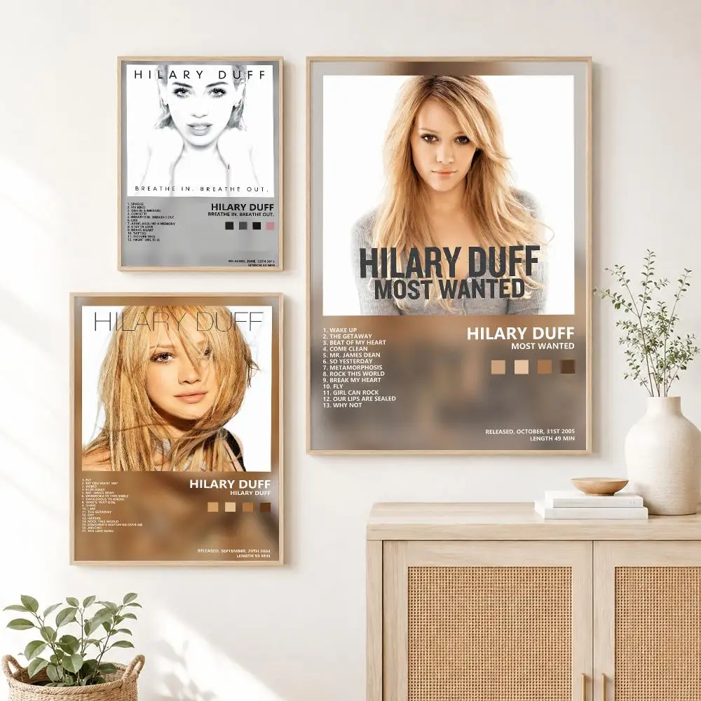 Pop Actor H-Hilary Duff Poster Self Adhesive Wall Art Decor for Bedroom Living Room Office Home Decor Gift