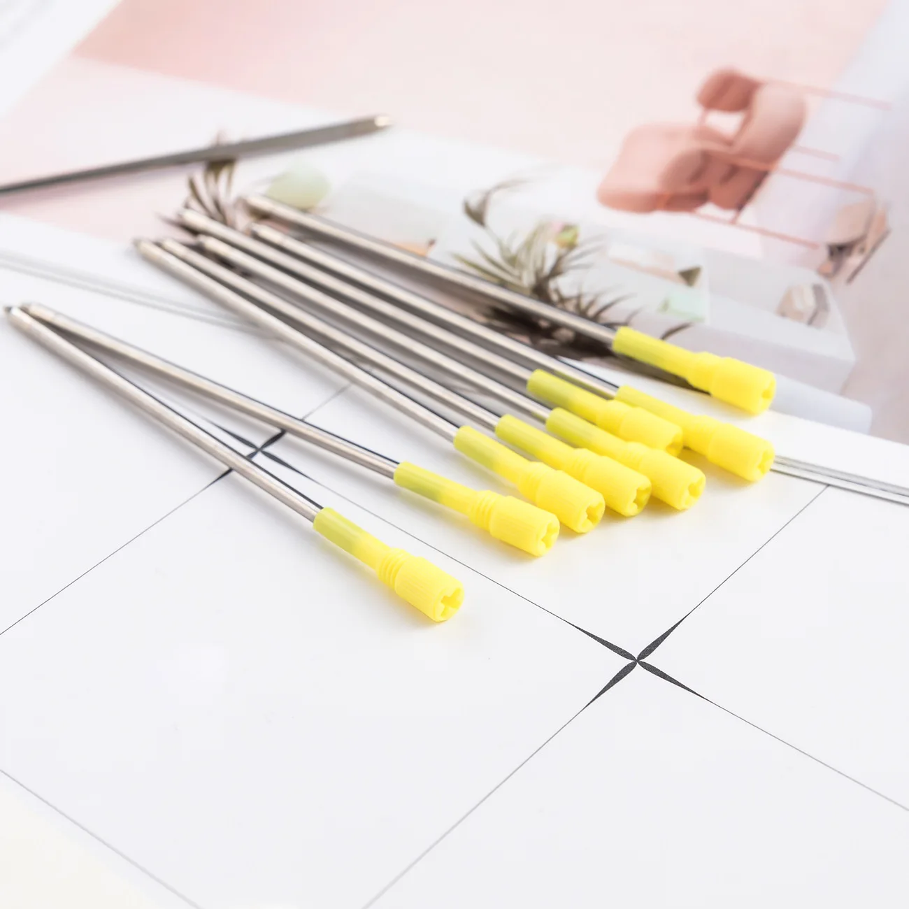 

50Pcs Metal Pen Refills Medium Ballpoint Ink Replacement for School Office Use Black Ink Smooth Writing Refills