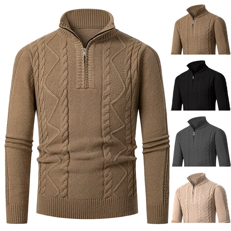 Youthful Casual Men's Knitted Sweater Autumn Winter Fashion Slimming Thickened Base Layer Trendy Knitwear for Men