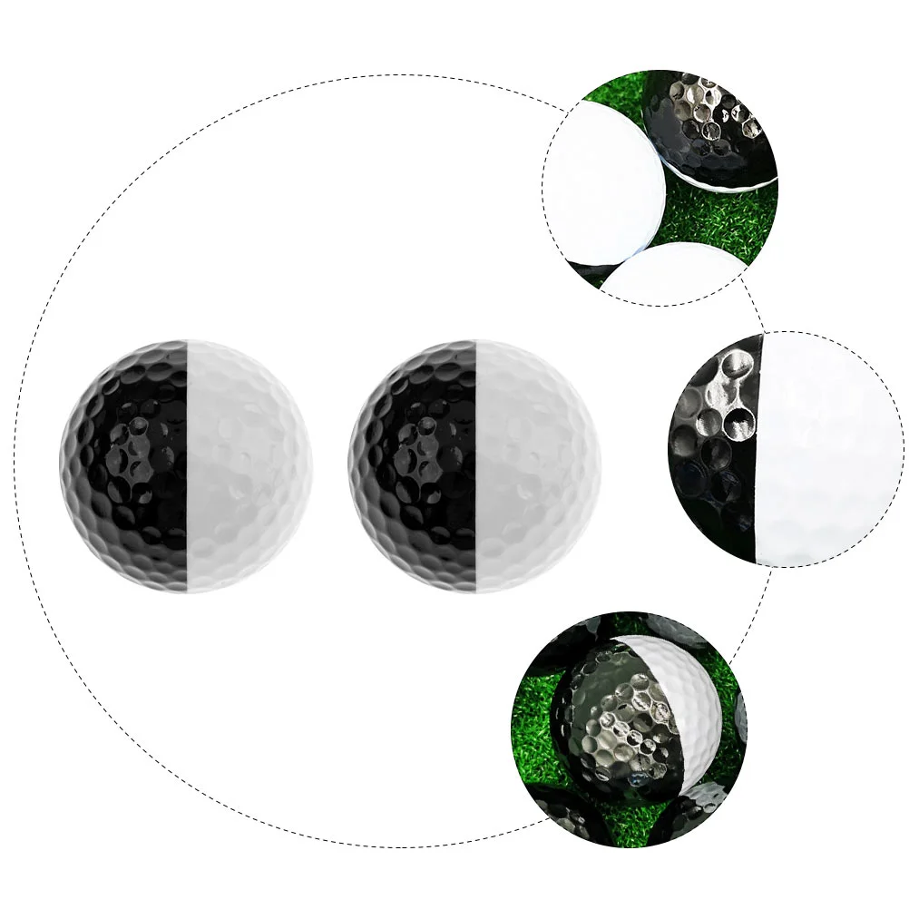 2 Pcs Golf Black and White Ball Training Florball Practice Balls Foam Air Coloured Putting Game Letter