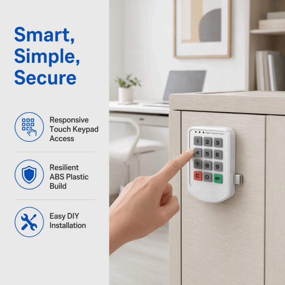 Keyless Digital Button Lock Low Power Battery Operated Electric Lock Multi-function Touch Keypad Password Lock Home Security
