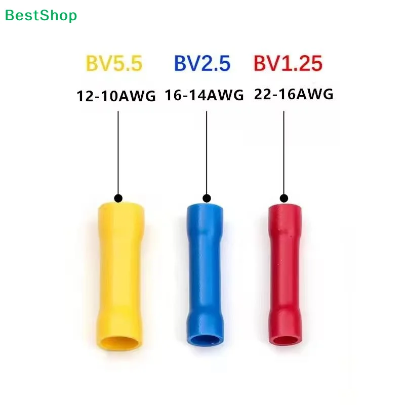 〔Z〕50Pcs Cold Press Terminal Assorted Butt Connector Insulated Crimp Terminals Electrical Cable Wire Connectors
