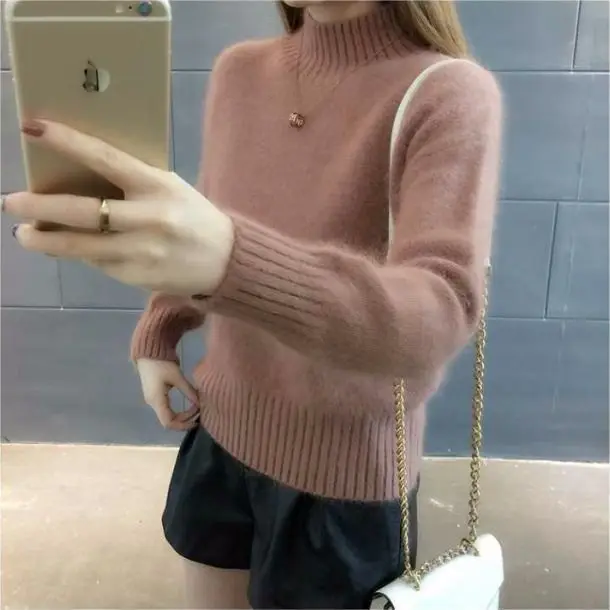 

Women's Sweater High-End 2023 Autumn and Winter Loose Lazy Half Turtleneck Knitted Bottoming Sweater Female Pullover Sweater