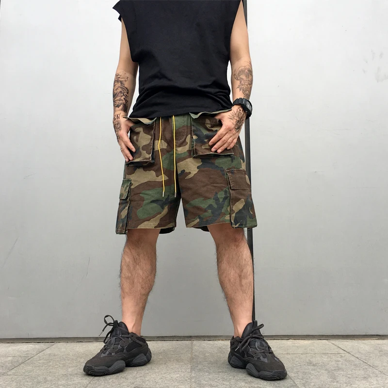 

Kanye High Street Worn Camouflage Workwear orts Loose Pure Cotton Five-Quarter Length Men's Trendy Brand Casual Pants