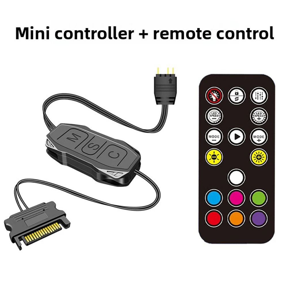 15cm 5V ARGB Lighting Controller Hub Adapter With 3-Pin Connector For SATA Power For PC Case Fans LED Strips Panels And Coolers