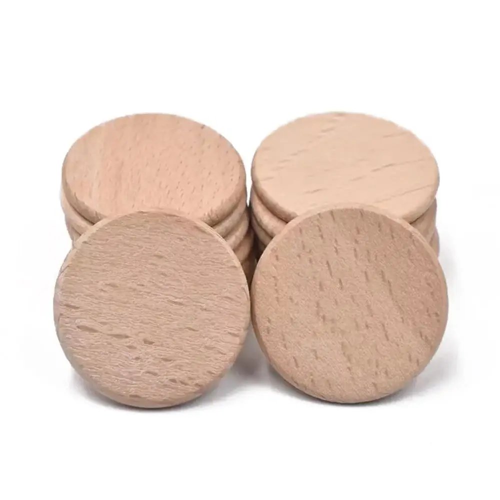 10pcs Natural Beech Natural Wood Round Disc Wood Craft Multi Size Blank Wood Pieces Smooth Unfinished Wood Round Slice Handwork