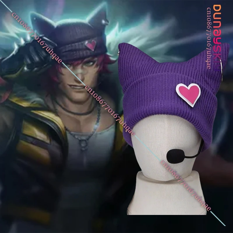 Game LOL Sett Heartsteel Cosplay Hat Woman Personality Hip Hop Fashion Purple Knitted Hat Halloween Party Role Play Props