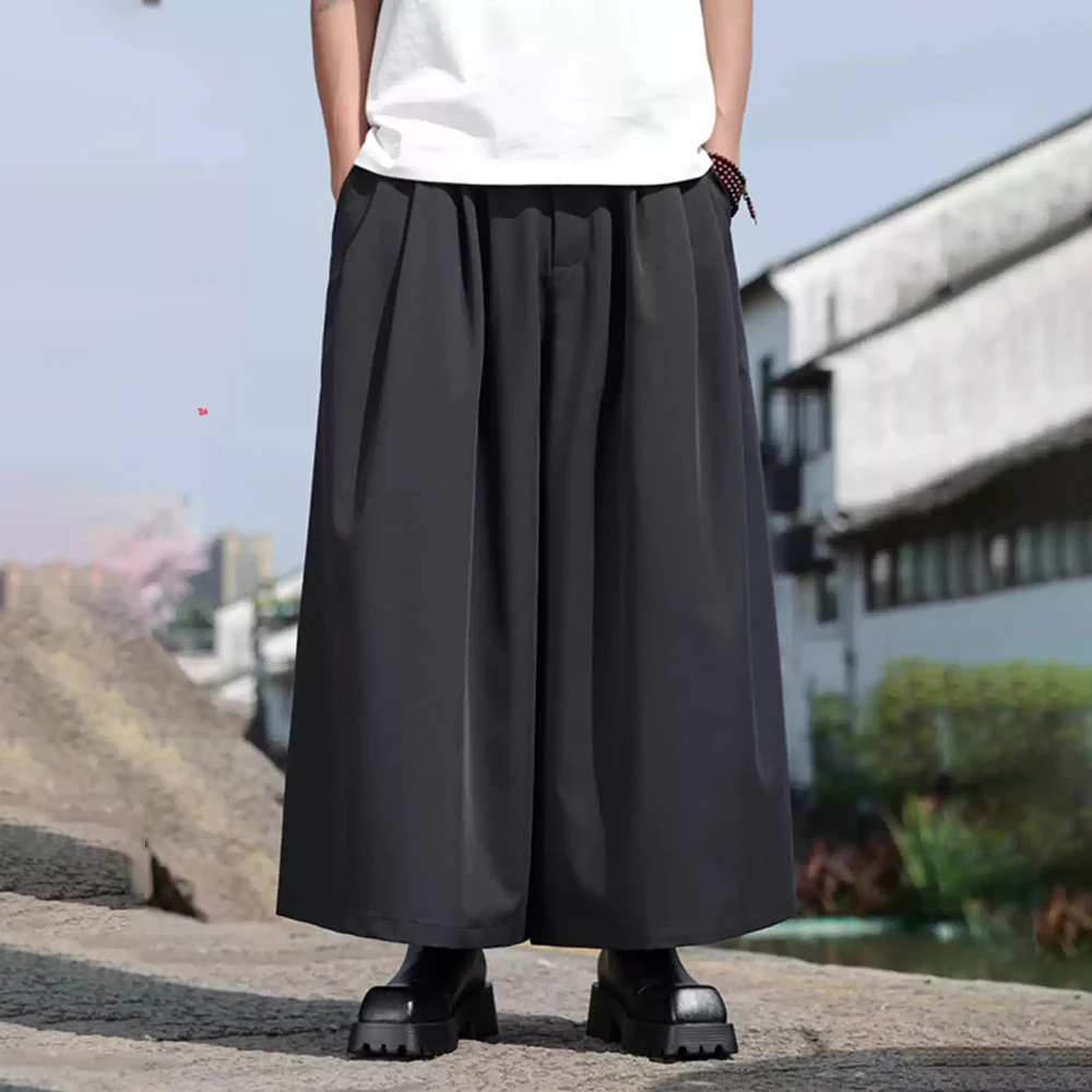 

Mens Dark Samurai Pants Gothic Plain Skirt Pants Hakama Fashion Niche Outdoor Versatile Wide-Leg Pants Men'S Clothing 2025 New