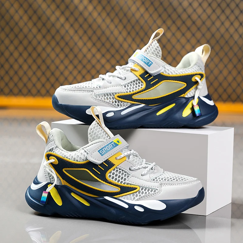 

Autumn Kids Sports Casual Shoes Fashion Hollow Out Design Outdoor Running Childrens Boys Sneakers Mesh Cool Print Kids Shoes