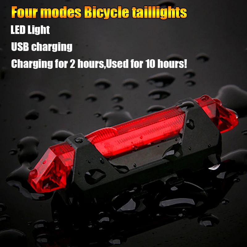 Bicycle LED Tail Lights, Mountain Bike Safety Warning, Front and Rear Flashing, Night Riding Accessories, Lighting, USB Charging