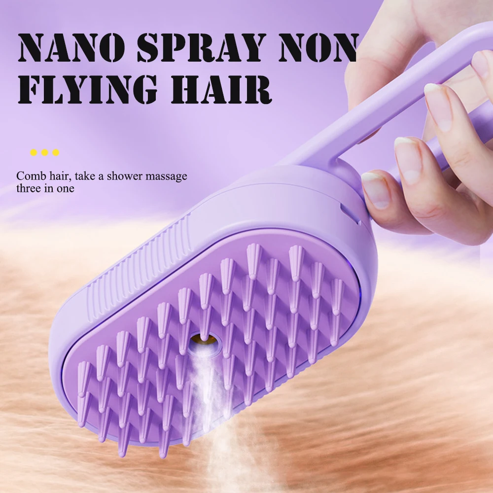 2024 New Pet Cat Dog Spray Massage Comb Pet Hair Cleaning Supplies Massage Combs Portable Electric Spray Pet Hair Removal Brush