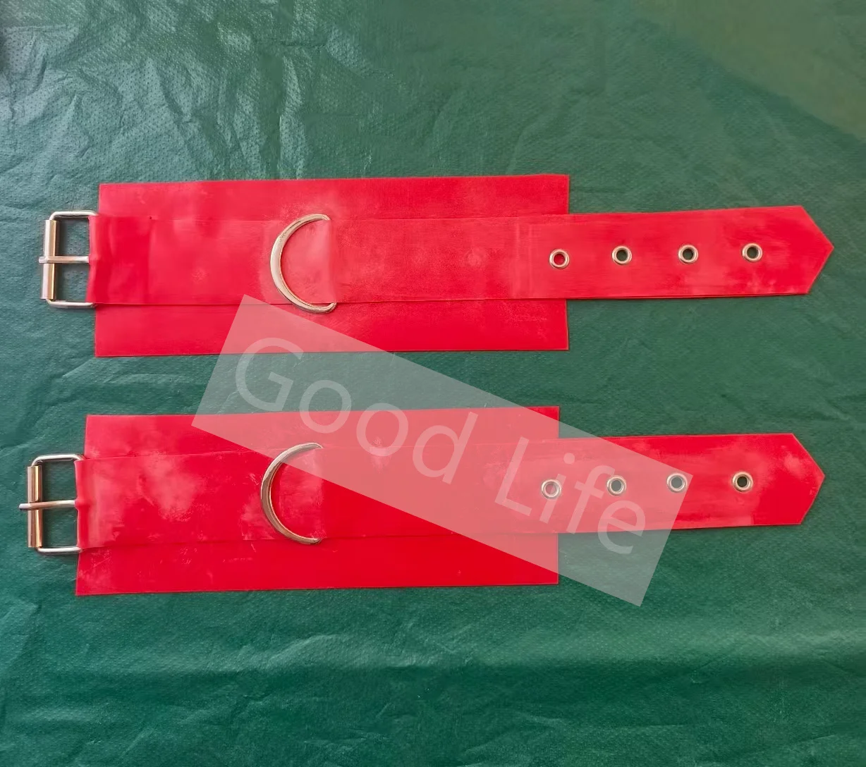 

0.8m latex Rubber Gummi Black Ankle cuffs Party Role Play Fashion Fetish Latex Ankle Belt With Metal Decoration Halloween Outfit