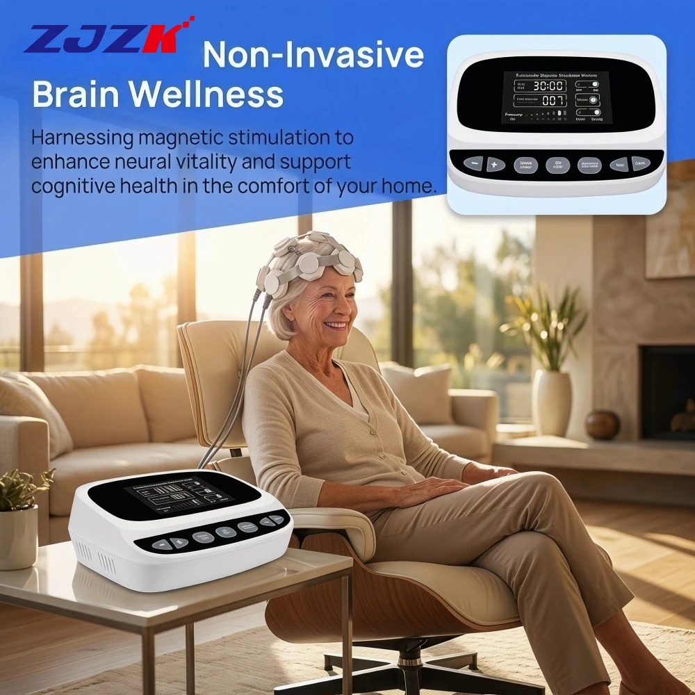 ZJZK Home Use rTMS Transcranial Magnetic Stimulation Machine for Parkinson Therapy Bipolar Disorder Autism Aphasia Brain Therapy