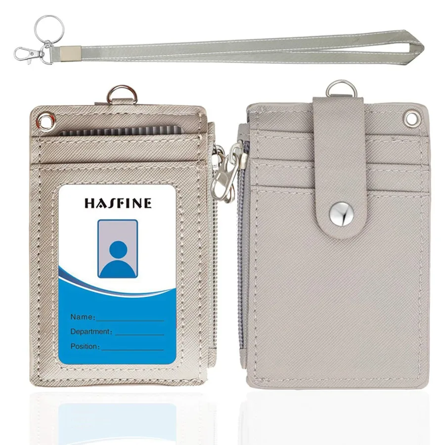 1 stück Hals Hängen Zipper Karte Lagerung Box PU Leder Tragbare Leichte Karte Halter Lehrer Student Arbeit Liefert – Detail 15