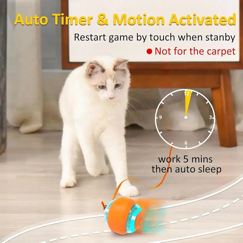 

Moving Cat Toy Ball With Led Light Motion Activated Cat Toy For Indoor Interactive Cat Ball Smart Cat Toy For Exercise Ente Z7S3