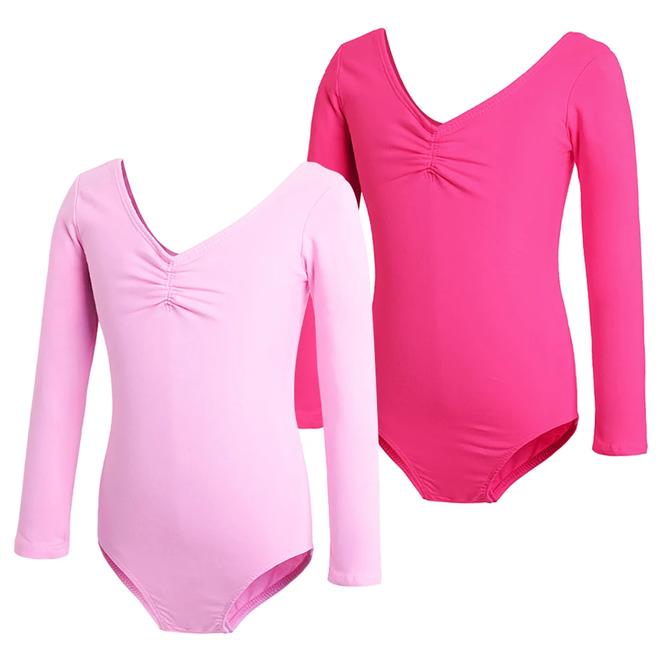 Children Long Sleeve Solid Color Ballet Dance Costume Girls Spring and Autumn Dance Classes and Performances Bodysuits