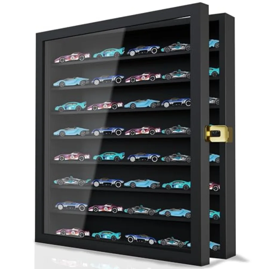 

Large Display Case for 1/64 Scale Model Cars Wall-Mounted or Freestanding Wood Display Cabinet for Hot Wheels Rocks Challenge C