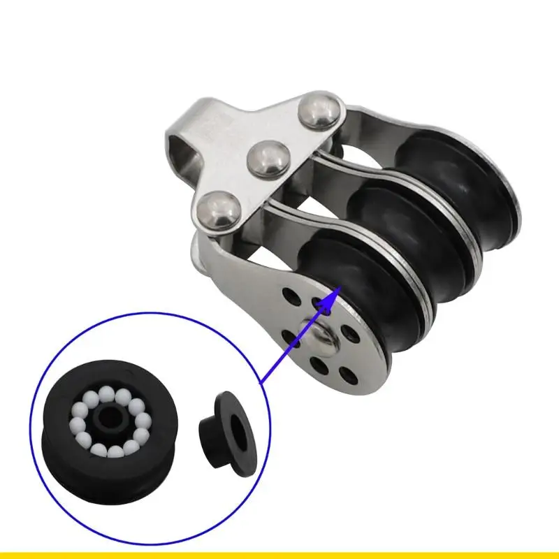 SZCH Stainless Steel Boat Line Pulley Block with Three Sheaves for Marine Deck Use