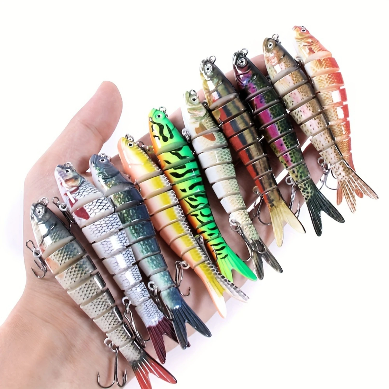 

10pcs 3.94in/10cm 0.4oz Sinking Wobblers, 8 Segments Fishing Lures, Multi Jointed Swimbait, Hard Bait For Bass Fishing