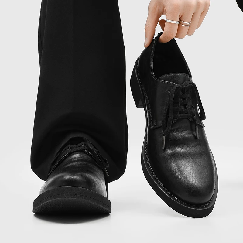Folded High-End Feeling Men's Pointed Toe  Shoes Casual Commuter Shoes British Style Leather Shoes Comfortable Walking S...