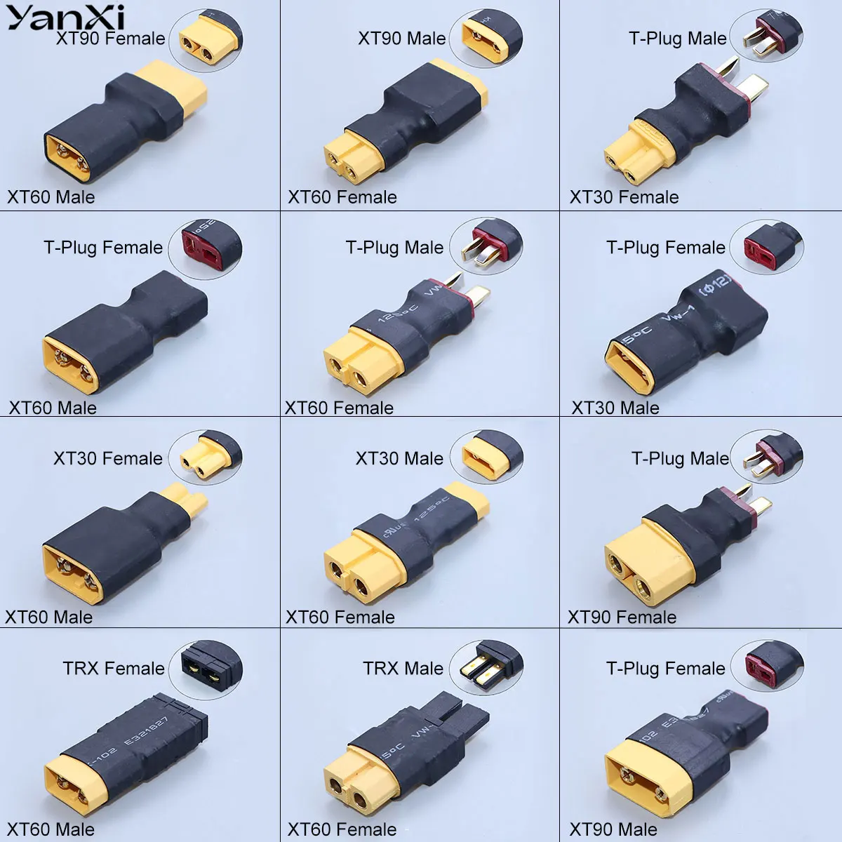1/2PCS Adapter XT30 XT60 XT90 TRX T Plug Female/Male Connector Plug For RC Car Airplane Drone RC Boat Lipo Battery RC Parts